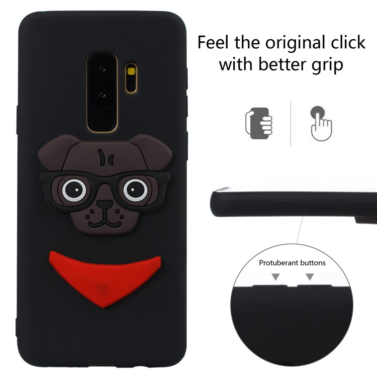 Lovely 3D Dog Pattern TPU Case for Samsung Galaxy S9+ SM-G965 - Black-3