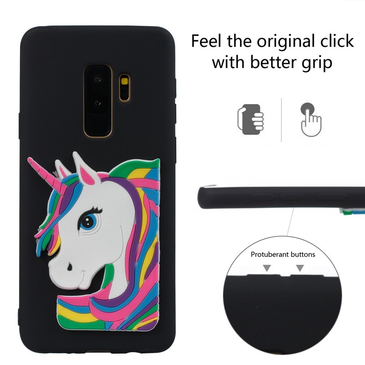Cute 3D Unicorns TPU Soft Phone Case for Samsung Galaxy S9 Plus SM-G965 - Black-3