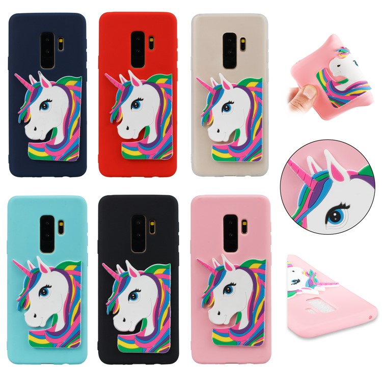 Cute 3D Unicorns TPU Soft Phone Case for Samsung Galaxy S9 Plus SM-G965 - Black-7