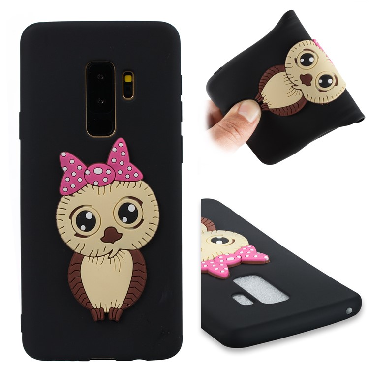 Cute 3D Female Owl Pattern TPU Soft Phone Case for Samsung Galaxy S9 Plus SM-G965 - Black-1
