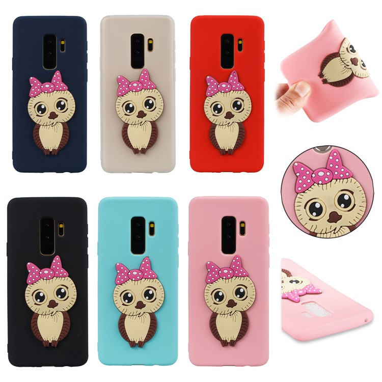 Cute 3D Female Owl Pattern TPU Soft Phone Case for Samsung Galaxy S9 Plus SM-G965 - Black-7