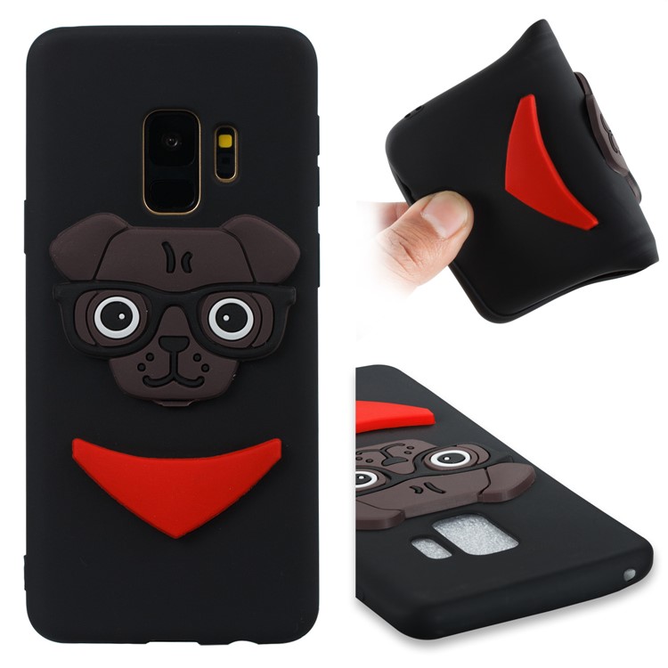 Cute 3D Puppy TPU Soft Back Case for Samsung Galaxy S9 SM-G960 - Black-1