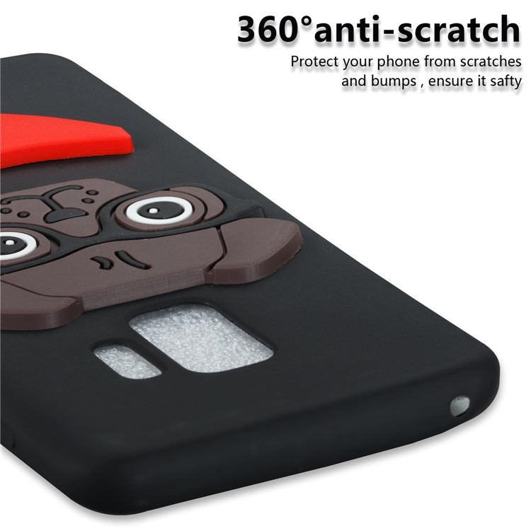 Cute 3D Puppy TPU Soft Back Case for Samsung Galaxy S9 SM-G960 - Black-2