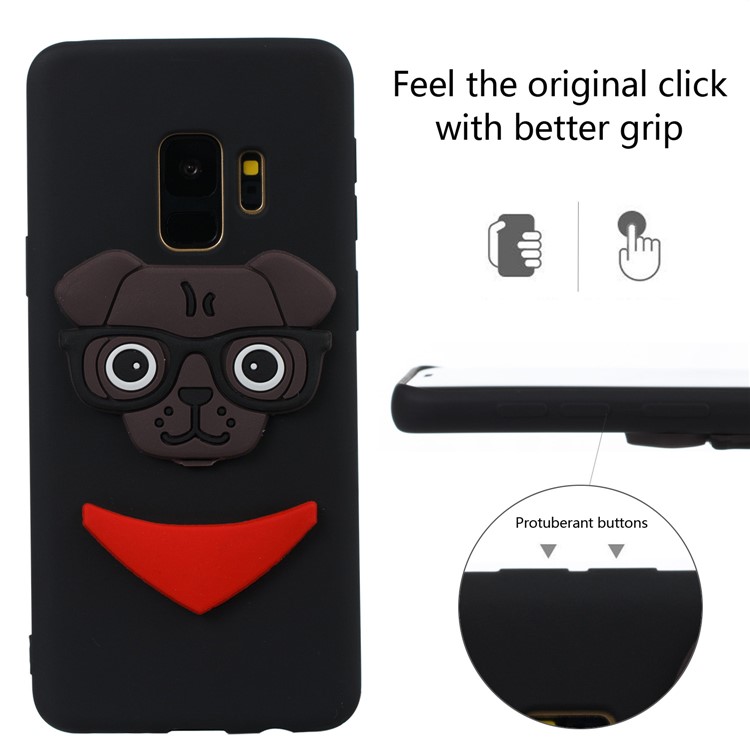 Cute 3D Puppy TPU Soft Back Case for Samsung Galaxy S9 SM-G960 - Black-3