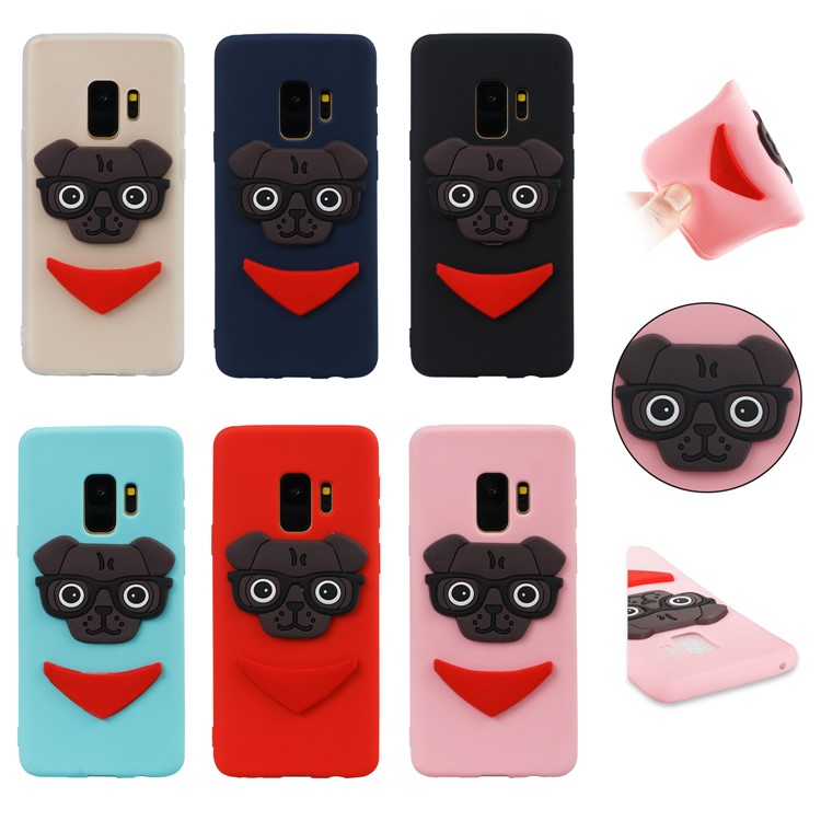 Cute 3D Puppy TPU Soft Back Case for Samsung Galaxy S9 SM-G960 - Black-7