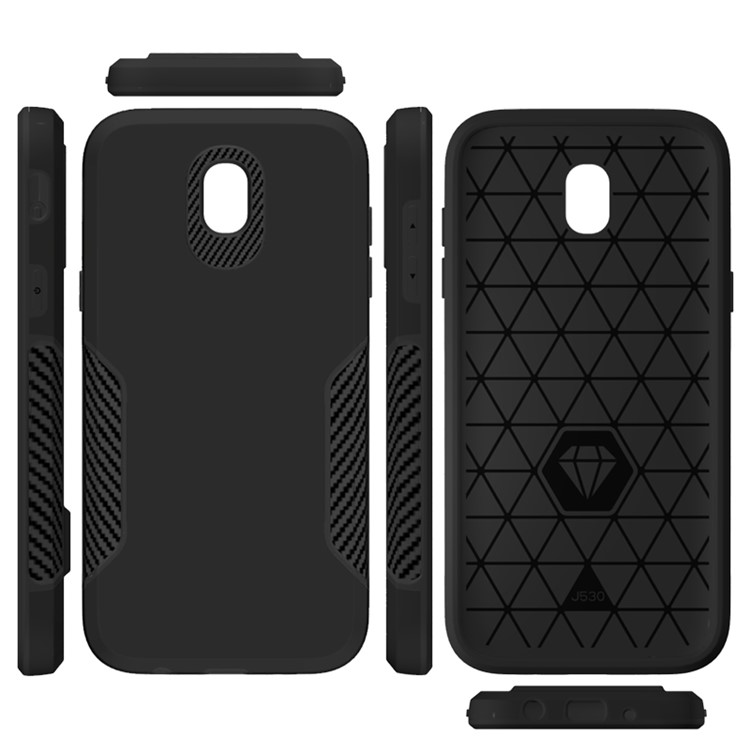 For Samsung Galaxy J5 (2017) EU Version / J5 Pro (2017) Carbon Fiber Texture PC + TPU Hybrid Case - Black-7