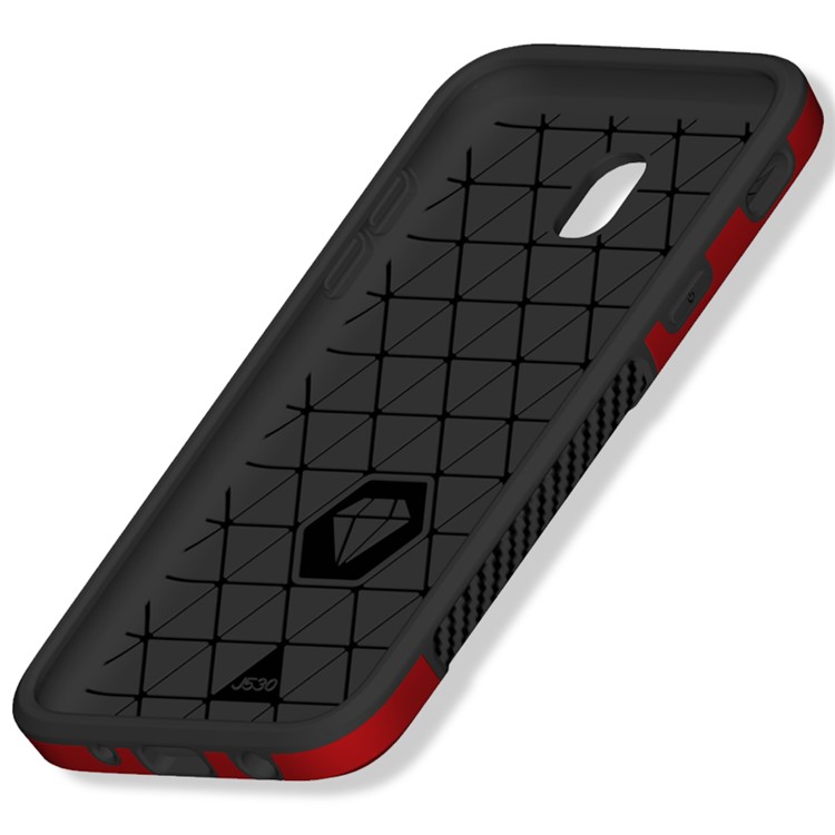 Carbon Fiber Texture PC + TPU Hybrid Cover for Samsung Galaxy J5 (2017) EU Version / J5 Pro (2017) - Red-2