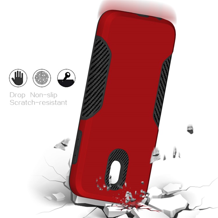 Carbon Fiber Texture PC + TPU Hybrid Cover for Samsung Galaxy J5 (2017) EU Version / J5 Pro (2017) - Red-4