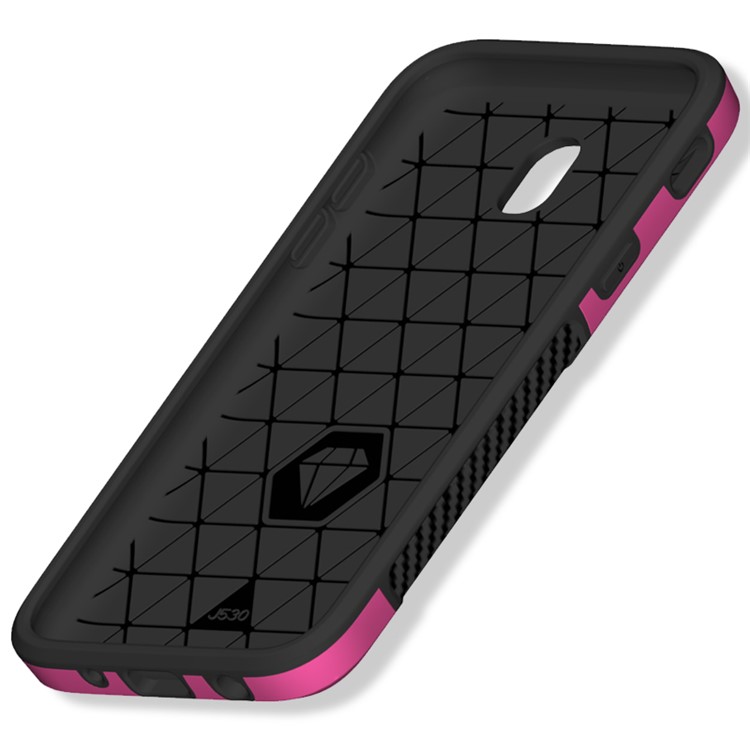 Carbon Fiber Texture PC + TPU Hybrid Phone Shell for Samsung Galaxy J5 (2017) EU Version / J5 Pro (2017) - Rose-2