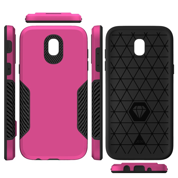 Carbon Fiber Texture PC + TPU Hybrid Phone Shell for Samsung Galaxy J5 (2017) EU Version / J5 Pro (2017) - Rose-9