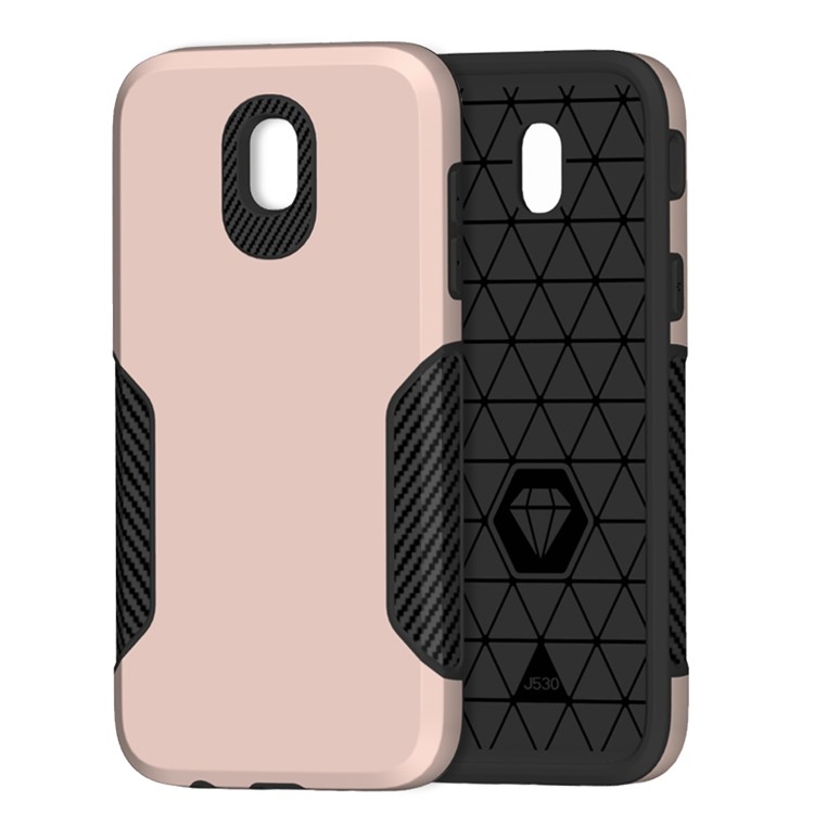 Carbon Fiber Texture PC + TPU Mobile Phone Case for Samsung Galaxy J5 (2017) EU Version / J5 Pro (2017) - Gold-1