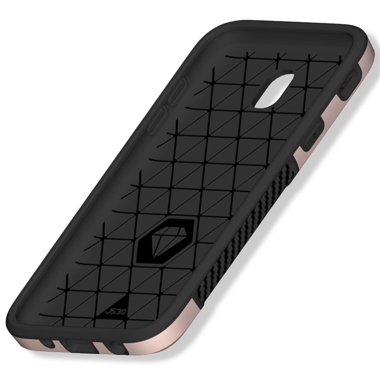 Carbon Fiber Texture PC + TPU Mobile Phone Case for Samsung Galaxy J5 (2017) EU Version / J5 Pro (2017) - Gold-2