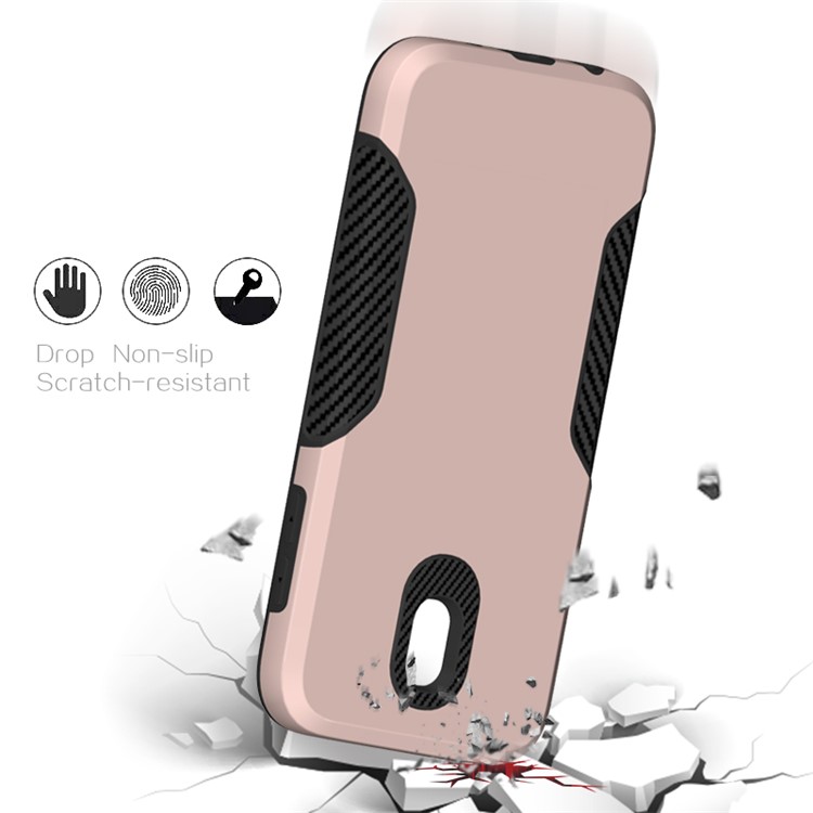 Carbon Fiber Texture PC + TPU Mobile Phone Case for Samsung Galaxy J5 (2017) EU Version / J5 Pro (2017) - Gold-4