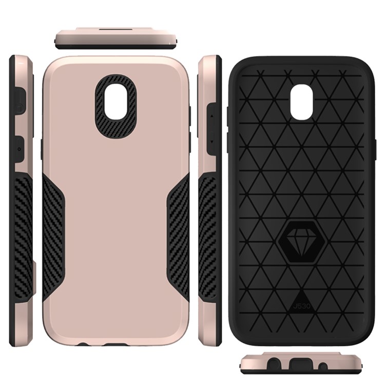 Carbon Fiber Texture PC + TPU Mobile Phone Case for Samsung Galaxy J5 (2017) EU Version / J5 Pro (2017) - Gold-9