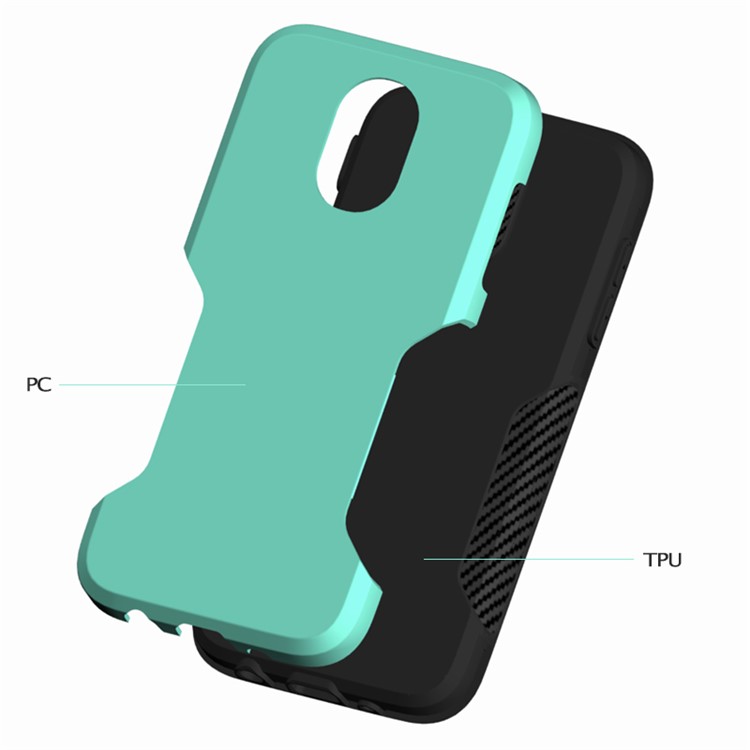 Texture De Fibre De Carbone PC + TPU Hybride Couverture Pour Samsung Galaxy J5 (2017) Version De L'UE / J5 Pro (2017) - Cyan-3