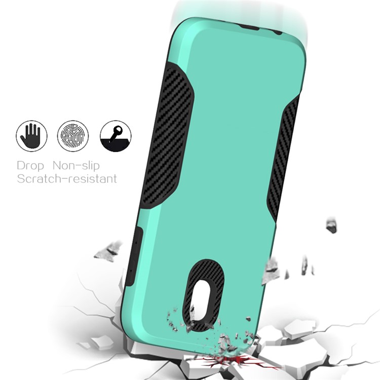 Texture De Fibre De Carbone PC + TPU Hybride Couverture Pour Samsung Galaxy J5 (2017) Version De L'UE / J5 Pro (2017) - Cyan-4
