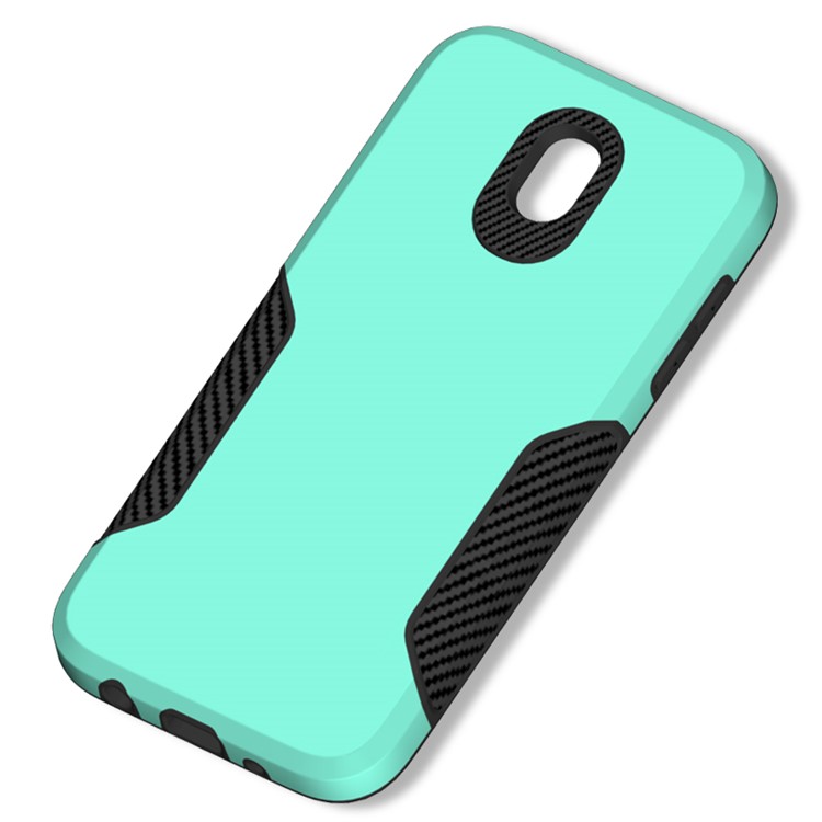 Texture De Fibre De Carbone PC + TPU Hybride Couverture Pour Samsung Galaxy J5 (2017) Version De L'UE / J5 Pro (2017) - Cyan-6
