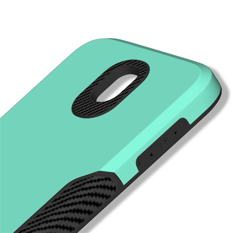 Texture De Fibre De Carbone PC + TPU Hybride Couverture Pour Samsung Galaxy J5 (2017) Version De L'UE / J5 Pro (2017) - Cyan-8