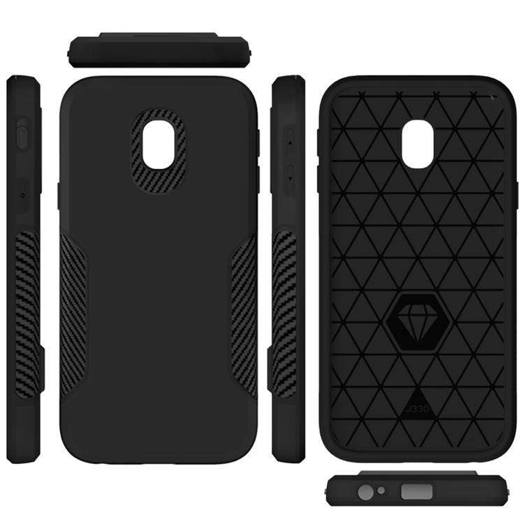 Carbon Fiber Texture PC + TPU Back Phone Case for Samsung Galaxy J3 (2017) EU Version / J3 Pro (2017) - Black-8