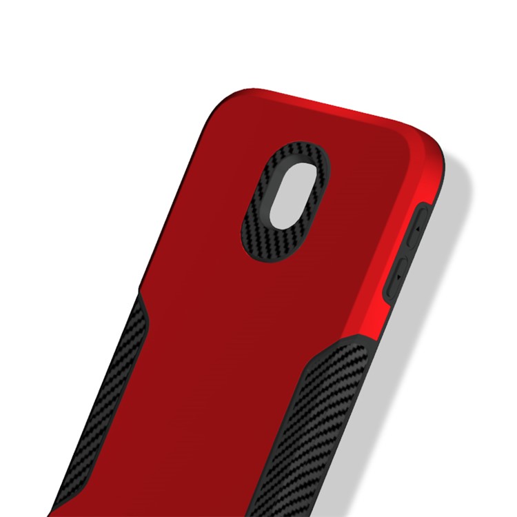 Carbon Fiber Texture PC + TPU Back Phone Cover Case for Samsung Galaxy J3 (2017) EU Version / J3 Pro (2017) - Red-2