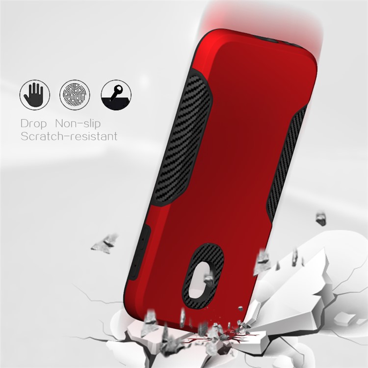 Carbon Fiber Texture PC + TPU Back Phone Cover Case for Samsung Galaxy J3 (2017) EU Version / J3 Pro (2017) - Red-3