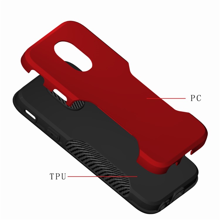 Carbon Fiber Texture PC + TPU Back Phone Cover Case for Samsung Galaxy J3 (2017) EU Version / J3 Pro (2017) - Red-4