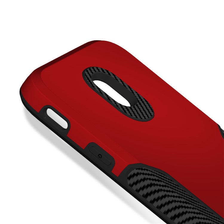 Carbon Fiber Texture PC + TPU Back Phone Cover Case for Samsung Galaxy J3 (2017) EU Version / J3 Pro (2017) - Red-5