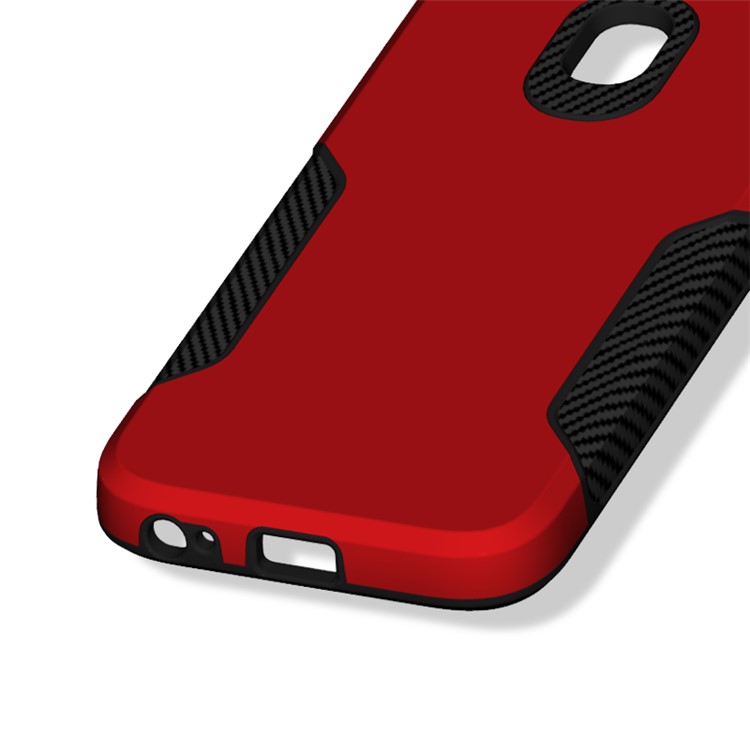 Carbon Fiber Texture PC + TPU Back Phone Cover Case for Samsung Galaxy J3 (2017) EU Version / J3 Pro (2017) - Red-6