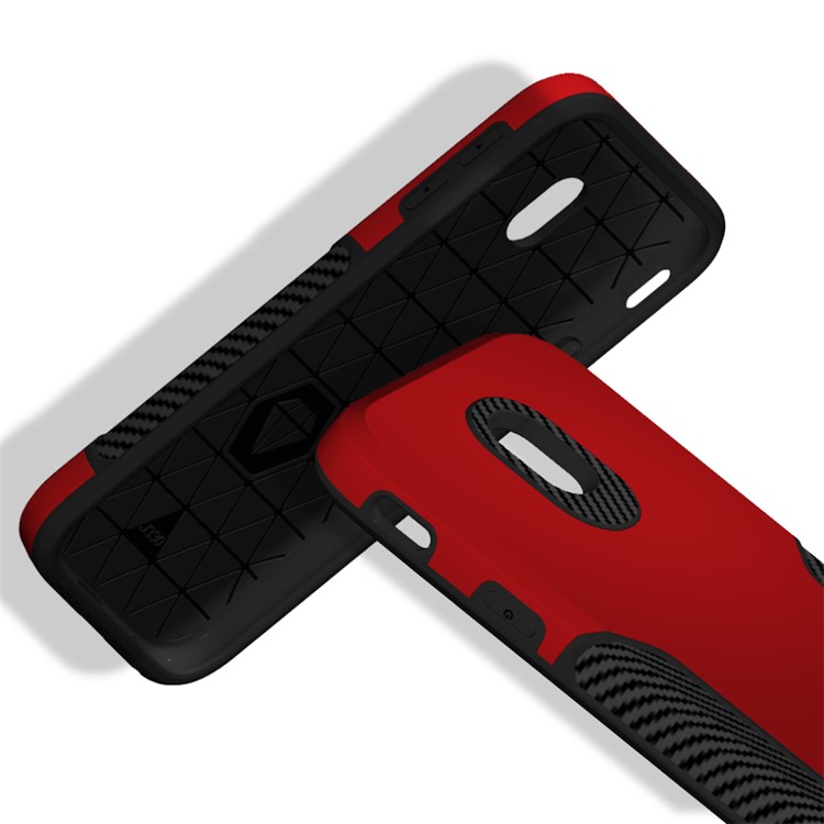 Carbon Fiber Texture PC + TPU Back Phone Cover Case for Samsung Galaxy J3 (2017) EU Version / J3 Pro (2017) - Red-8