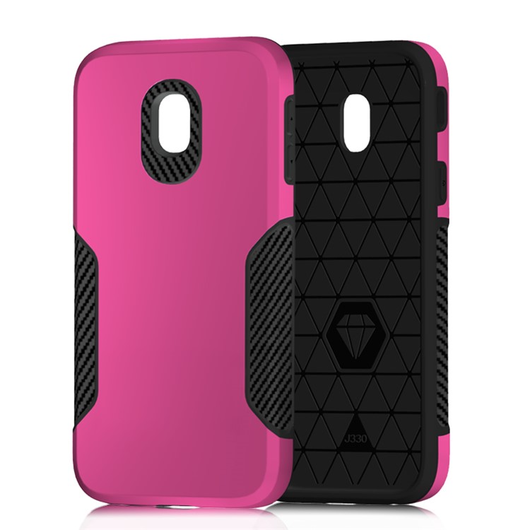 Carbon Fiber Texture PC + TPU Mobile Case for Samsung Galaxy J3 (2017) EU Version / J3 Pro (2017) - Rose-1