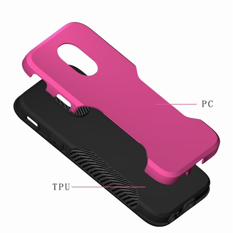 Carbon Fiber Texture PC + TPU Mobile Case for Samsung Galaxy J3 (2017) EU Version / J3 Pro (2017) - Rose-4