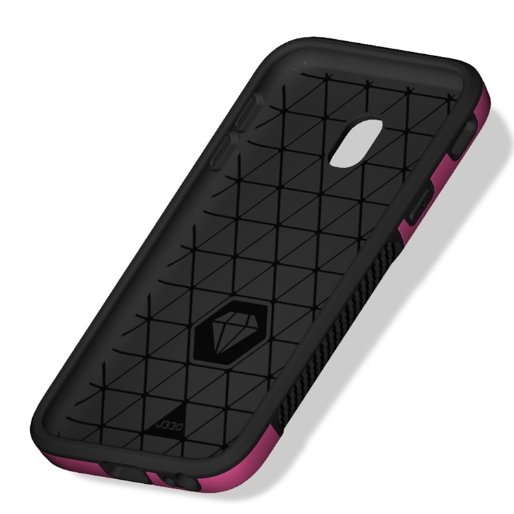 Carbon Fiber Texture PC + TPU Mobile Case for Samsung Galaxy J3 (2017) EU Version / J3 Pro (2017) - Rose-9