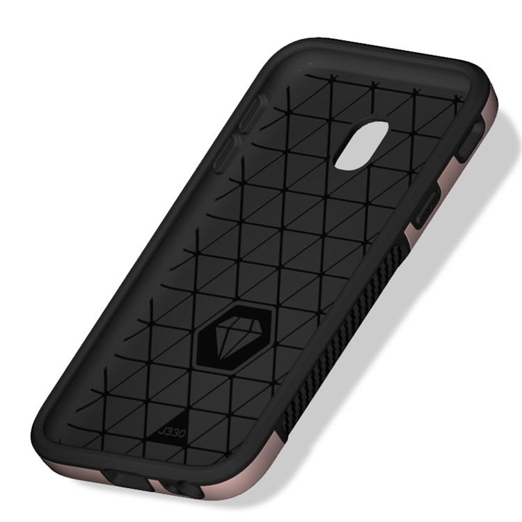 Cover Posteriore In Fibra Di Carbonio PC + TPU Per Samsung Galaxy J3 (2017) Versione EU / J3 Pro (2017) - Oro-4