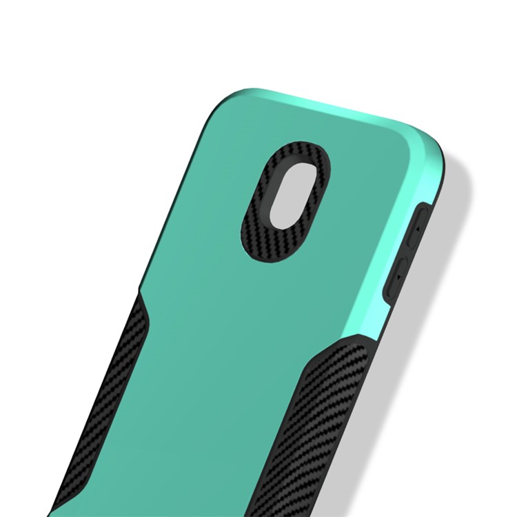 For Samsung Galaxy J3 (2017) EU Version / J3 Pro (2017) Carbon Fiber Grain PC + TPU Hybrid Accessory Protection Case - Cyan-2