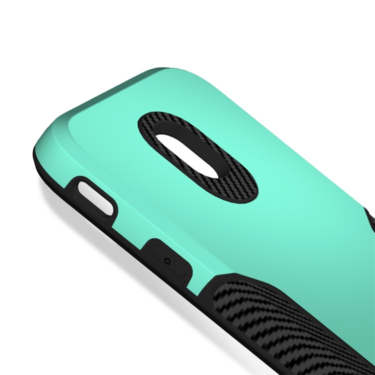 For Samsung Galaxy J3 (2017) EU Version / J3 Pro (2017) Carbon Fiber Grain PC + TPU Hybrid Accessory Protection Case - Cyan-5