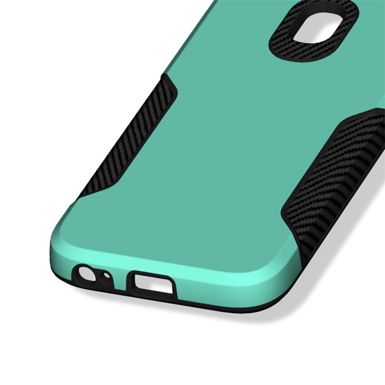 For Samsung Galaxy J3 (2017) EU Version / J3 Pro (2017) Carbon Fiber Grain PC + TPU Hybrid Accessory Protection Case - Cyan-6