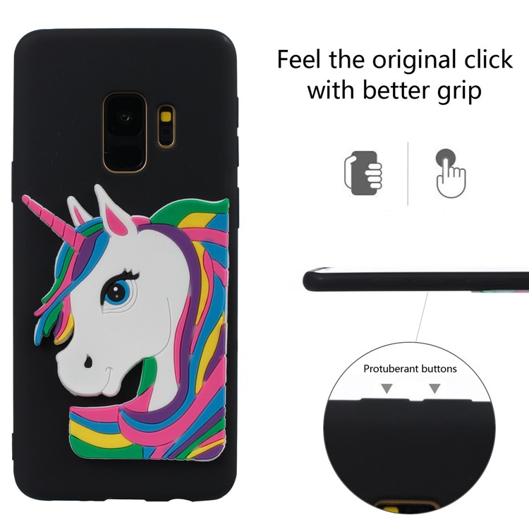 Lovely 3D Unicorn Pattern Soft TPU Case for Samsung Galaxy S9 G960 - Black-3