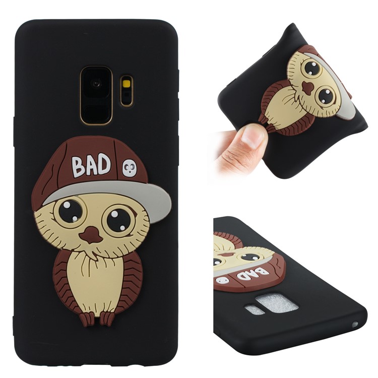 Cute 3D Male Owl Pattern TPU Case for Samsung Galaxy S9 G960 - Black-1