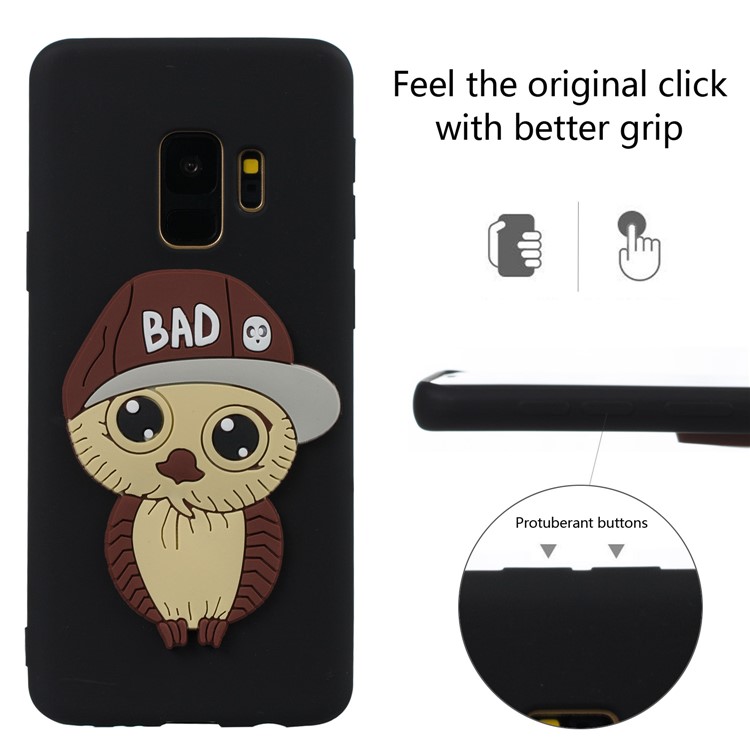 Cute 3D Male Owl Pattern TPU Case for Samsung Galaxy S9 G960 - Black-3