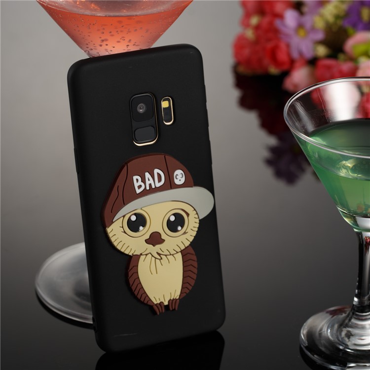 Cute 3D Male Owl Pattern TPU Case for Samsung Galaxy S9 G960 - Black-4