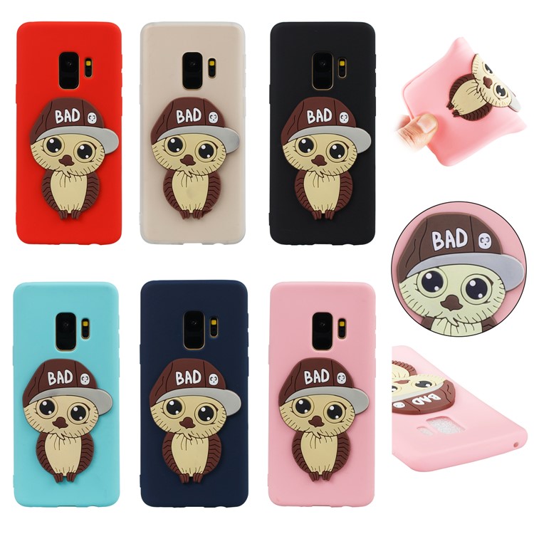 Cute 3D Male Owl Pattern TPU Case for Samsung Galaxy S9 G960 - Black-7