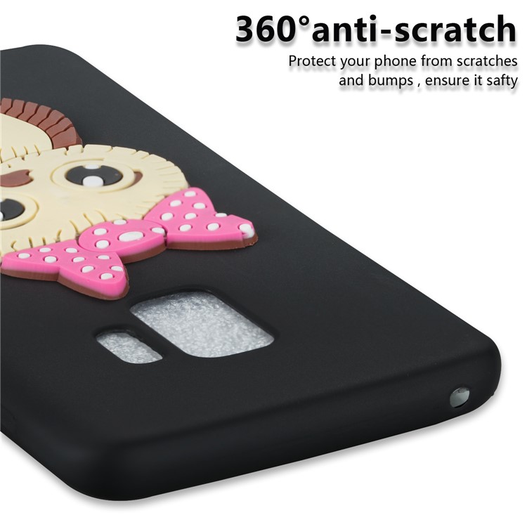 Lovely 3D Owl with Bowknot Pattern TPU Case for Samsung Galaxy S9 SM-G960 - Black-2