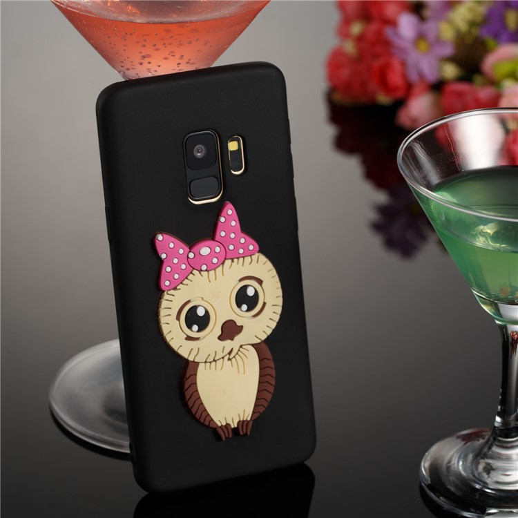 Lovely 3D Owl with Bowknot Pattern TPU Case for Samsung Galaxy S9 SM-G960 - Black-4