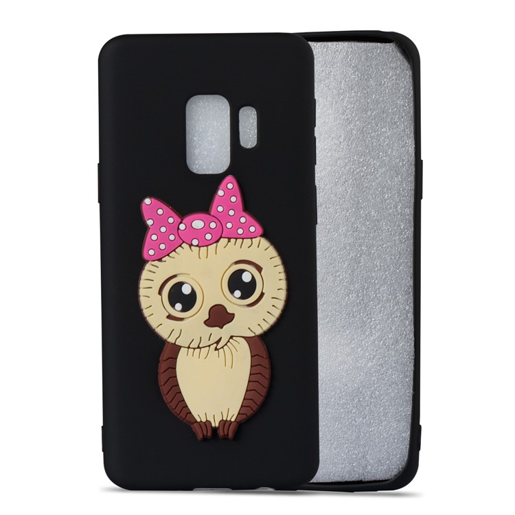 Lovely 3D Owl with Bowknot Pattern TPU Case for Samsung Galaxy S9 SM-G960 - Black-5