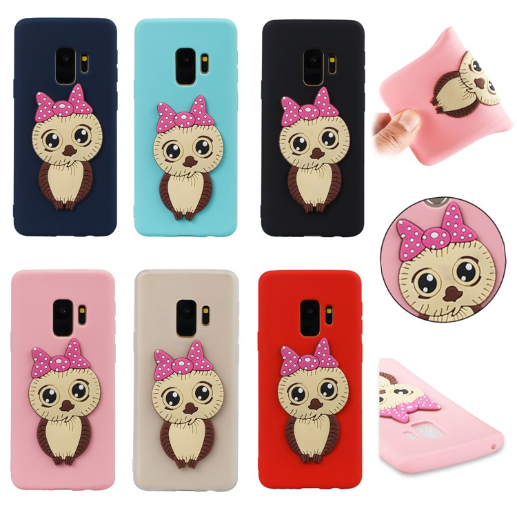 Lovely 3D Owl with Bowknot Pattern TPU Case for Samsung Galaxy S9 SM-G960 - Black-6