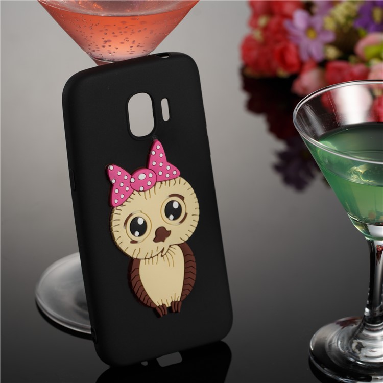 Lovely 3D Owl with Bowknot Pattern TPU Case for Samsung Galaxy J2 Pro 2018 - Black-2