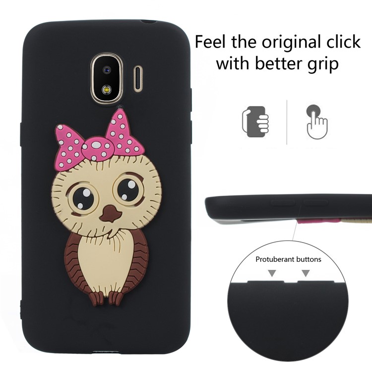 Lovely 3D Owl with Bowknot Pattern TPU Case for Samsung Galaxy J2 Pro 2018 - Black-6