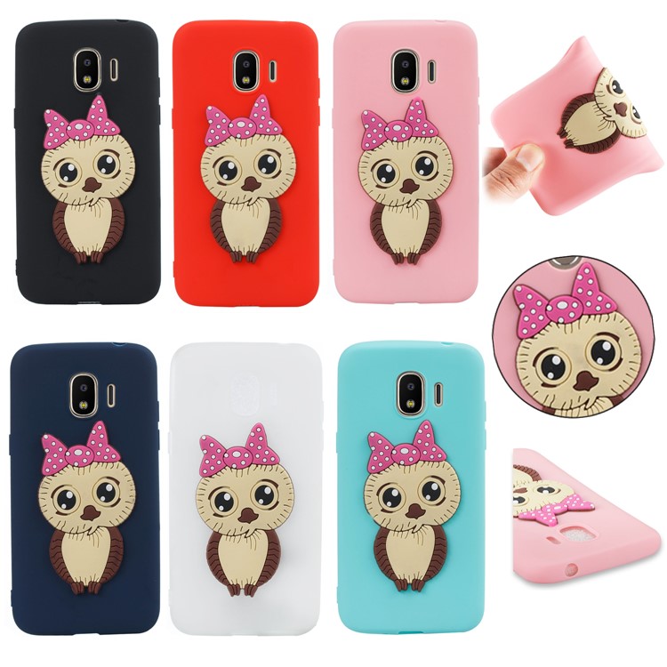 Lovely 3D Owl with Bowknot Pattern TPU Case for Samsung Galaxy J2 Pro 2018 - Black-7