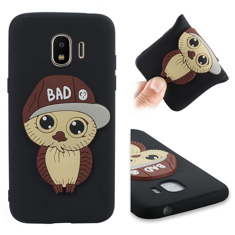 Cute 3D Owl with Cap Pattern TPU Case for Samsung Galaxy J2 Pro 2018 - Black-1