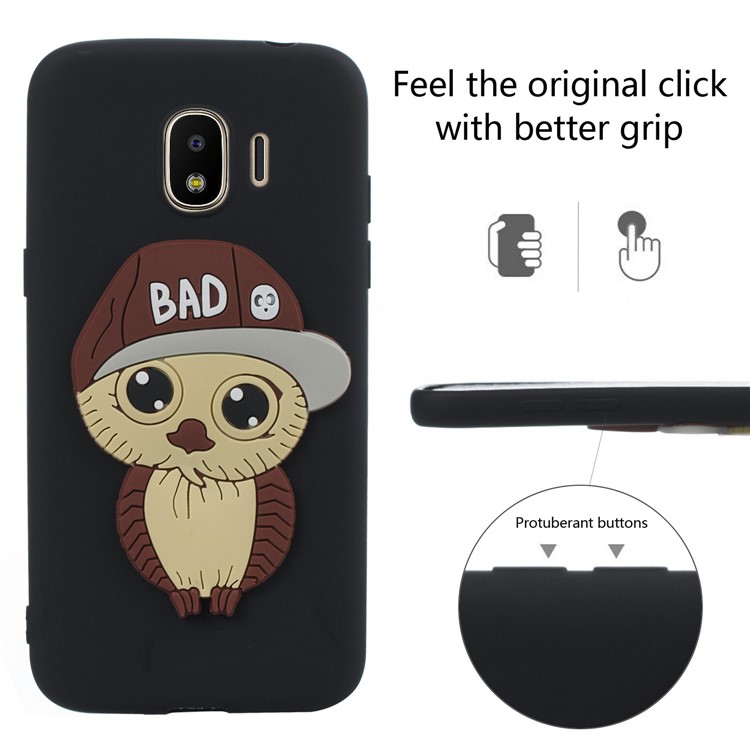 Cute 3D Owl with Cap Pattern TPU Case for Samsung Galaxy J2 Pro 2018 - Black-2